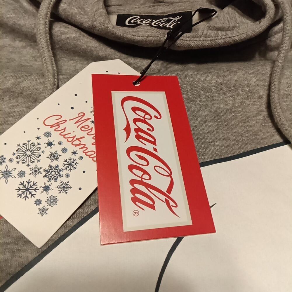 Coca Cola Hoodie NWT Women's Size Large Polar Bear Gray Pullover Sweatshirt New - Picture 3 of 9